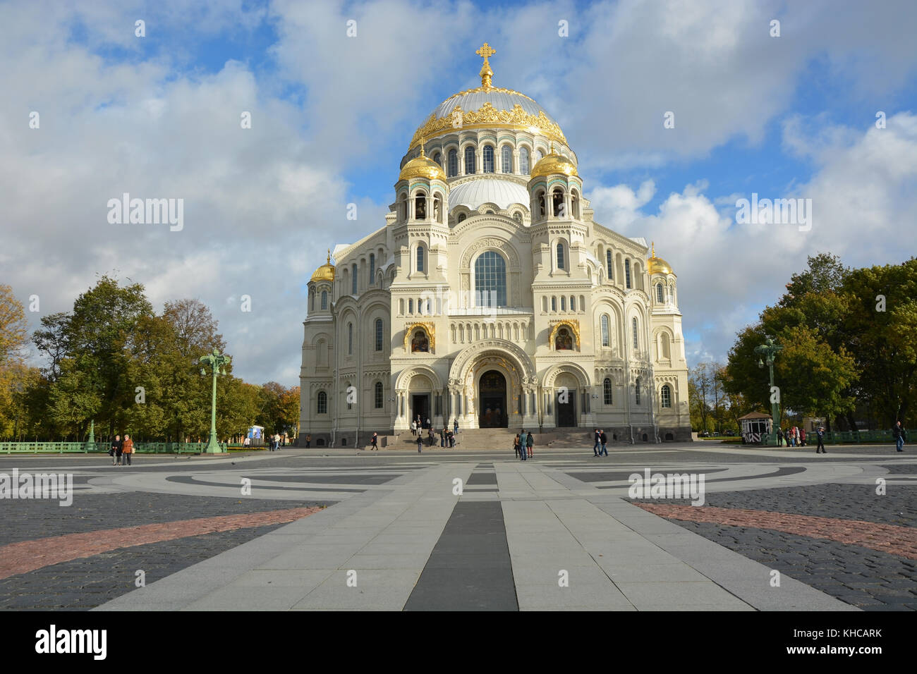 Orthodox cathedral of St. Nicholas in town Kronshtadt, Russia. Second name of cathedral is 'Sea cathedral' Stock Photo