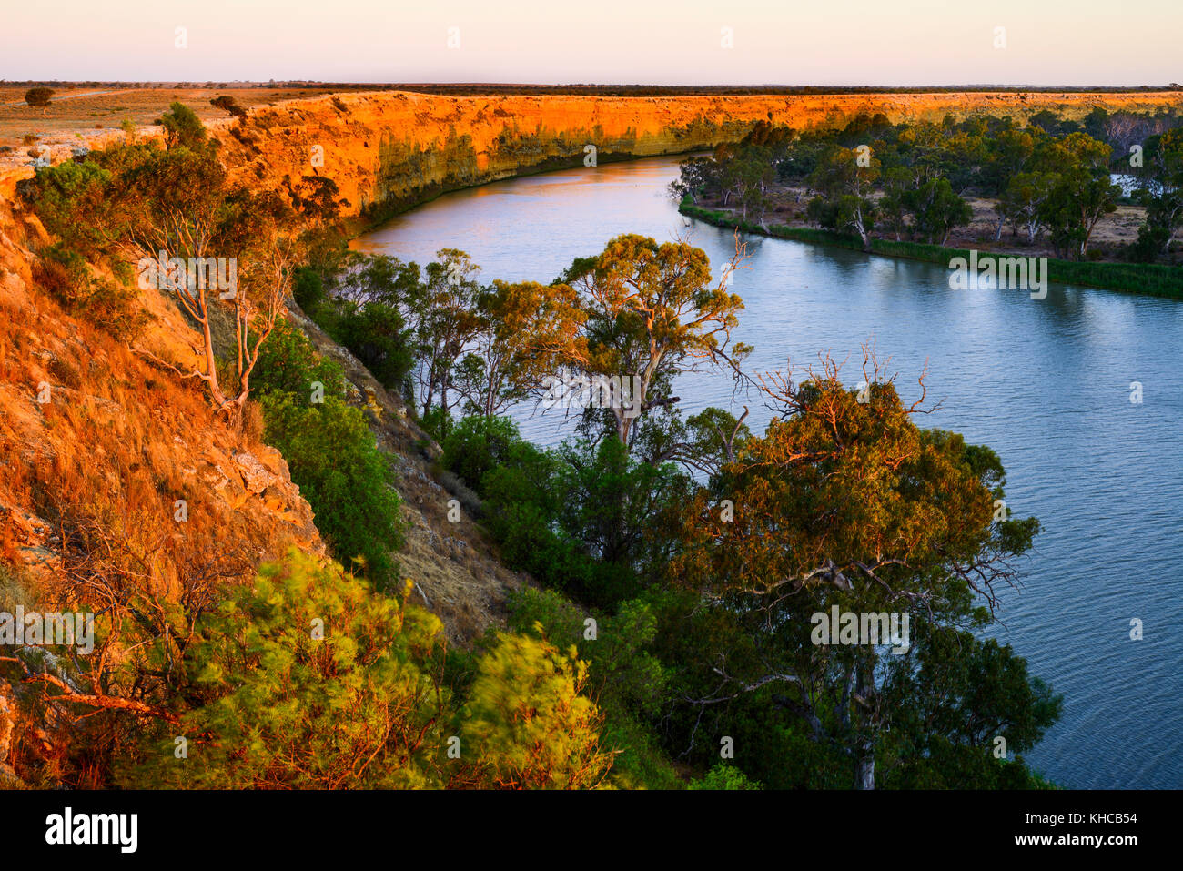 Beautiful sunset on the Murray River at Big Bend near Swan Reach