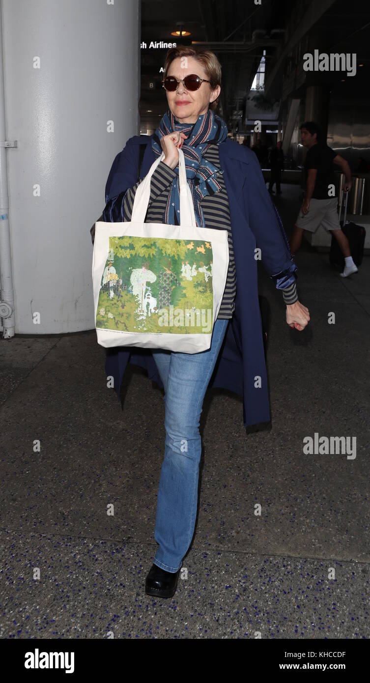 Annette Bening arrives at Los Angeles International Airport (LAX