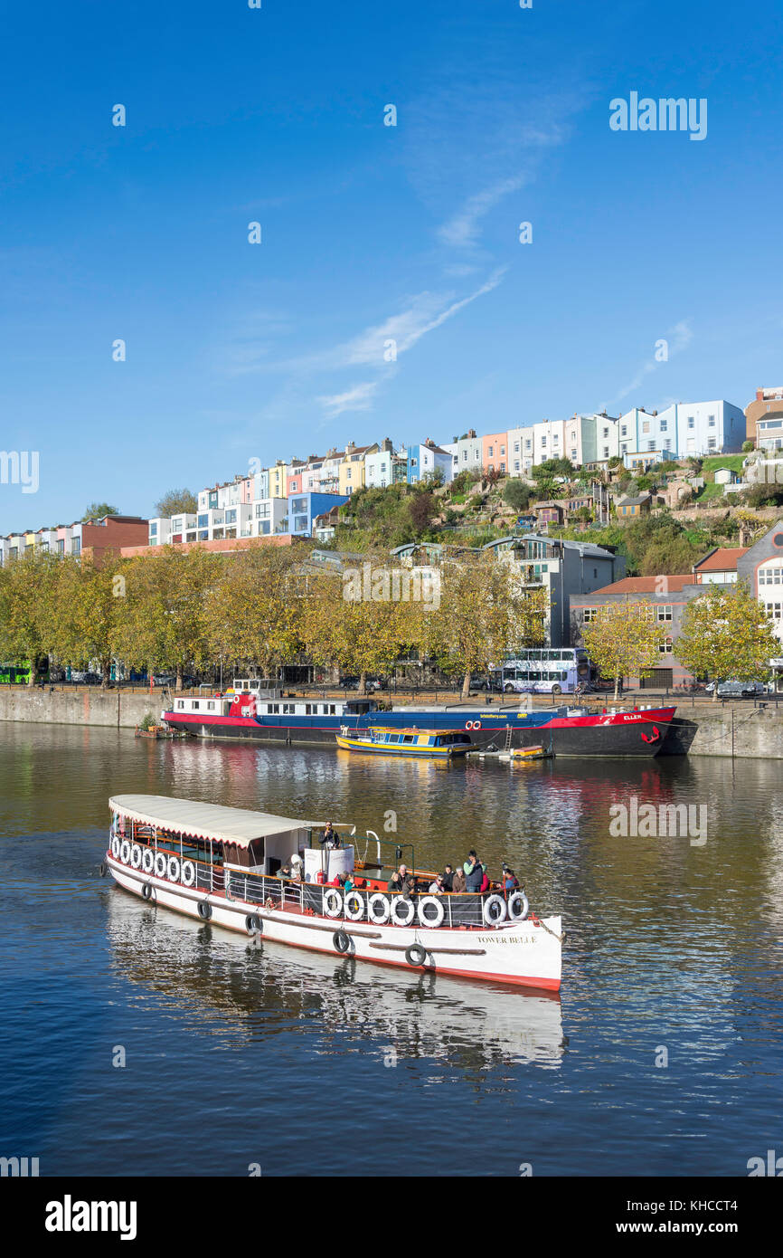 View of 'Tower Belle' harbour cruise boat from Brunel's SS Great Britain, Great Western Dockyard, Spike Island, Bristol, England, United Kingdom Stock Photo