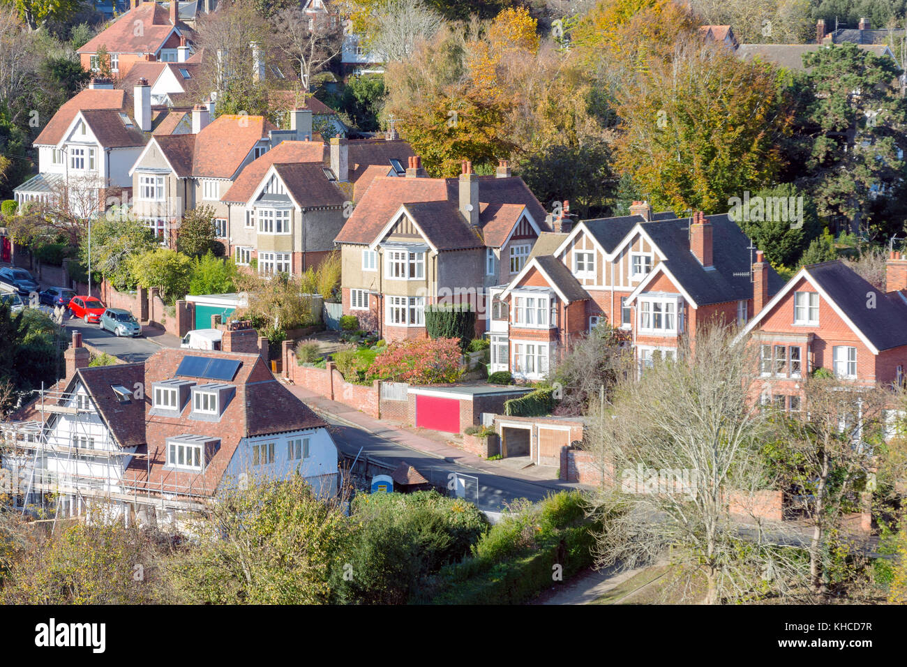 Terraced houses in The Avenue, Lewes, East Sussex, England, United Kingdom Stock Photo