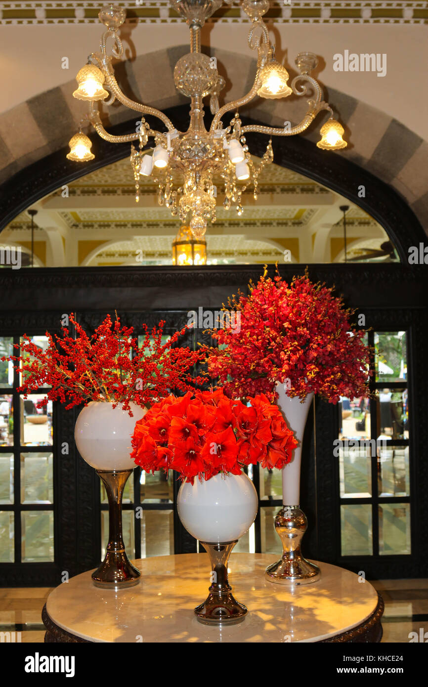A flower display at the Taj Palace Hotel, Mumbai, India Stock Photo