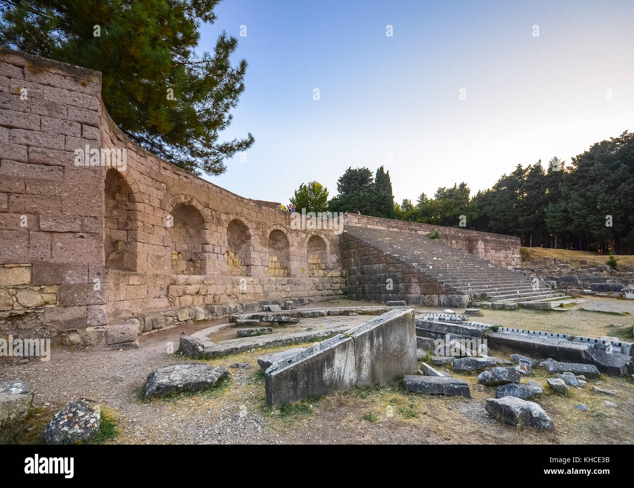 Ruins of asclepeion in Kos Greece, ancient greek temple dedicated to Asclepius, the god of medicine. Stock Photo