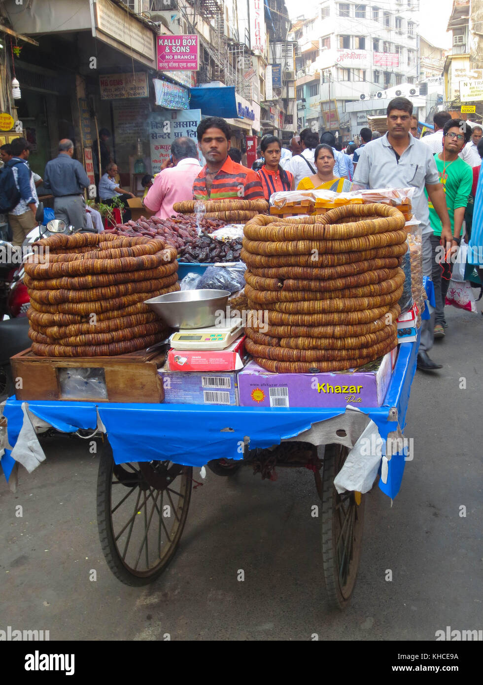 A street fig seller in Mumbai, India Stock Photo