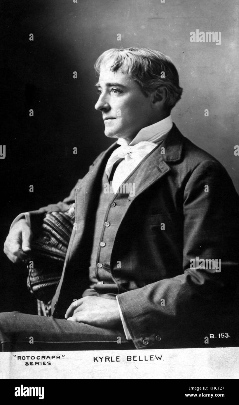 Postcard with portrait of Kyrle Bellew, British stage and silent film actor in the late 19th and early 20th century, sitting, in profile, marked Rotograph Series, 1893. From the New York Public Library. Stock Photo