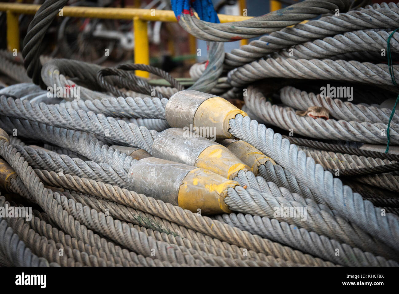 Detailed view of heavy duty lifting dock cranes in dockyard Stock Photo ...