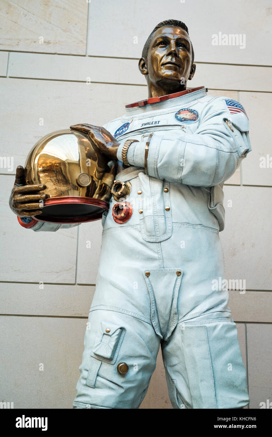 Close-up of astronaut and congressman John L. ' Jack' Swigert Jr. statue at the US Capitol, Washington, D.C., United States of America, USA. Stock Photo