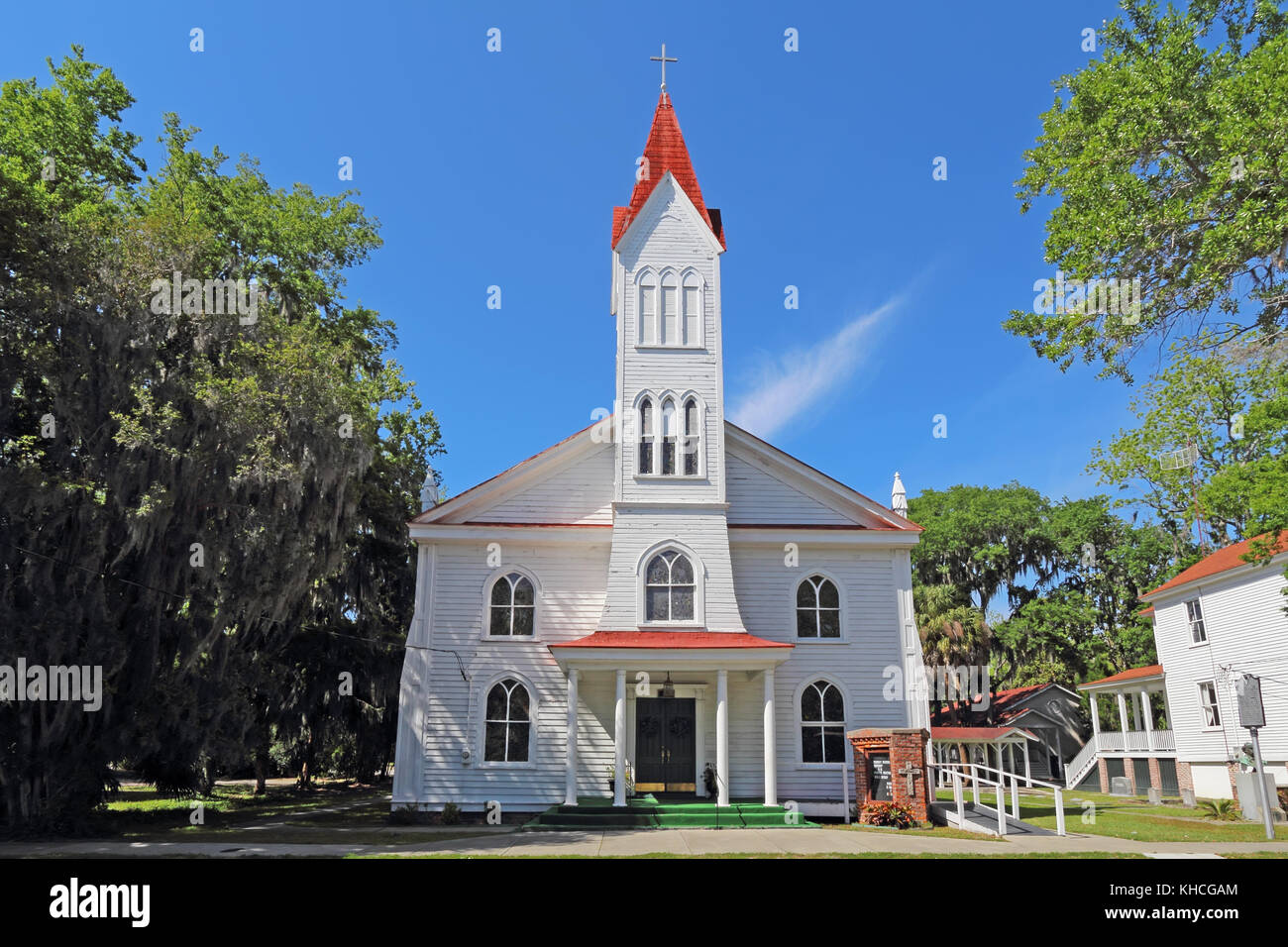 BEAUFORT, SOUTH CAROLINA - APRIL 16 2017: Tabernacle Baptist Church on Craven Street in the Historic District. The church was built by the African-Ame Stock Photo