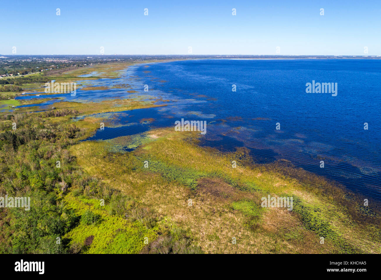Saint St. Cloud Florida,East Lake Tohopekaliga,Lakefront Park,water,aerial overhead view,USA US United States America North American,FL17103008d Stock Photo