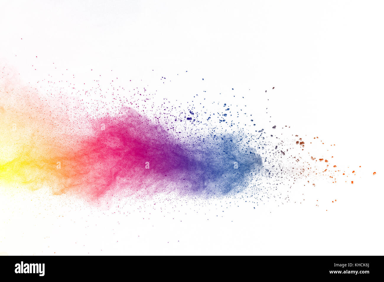 Explosion of color powder on white background Stock Photo - Alamy