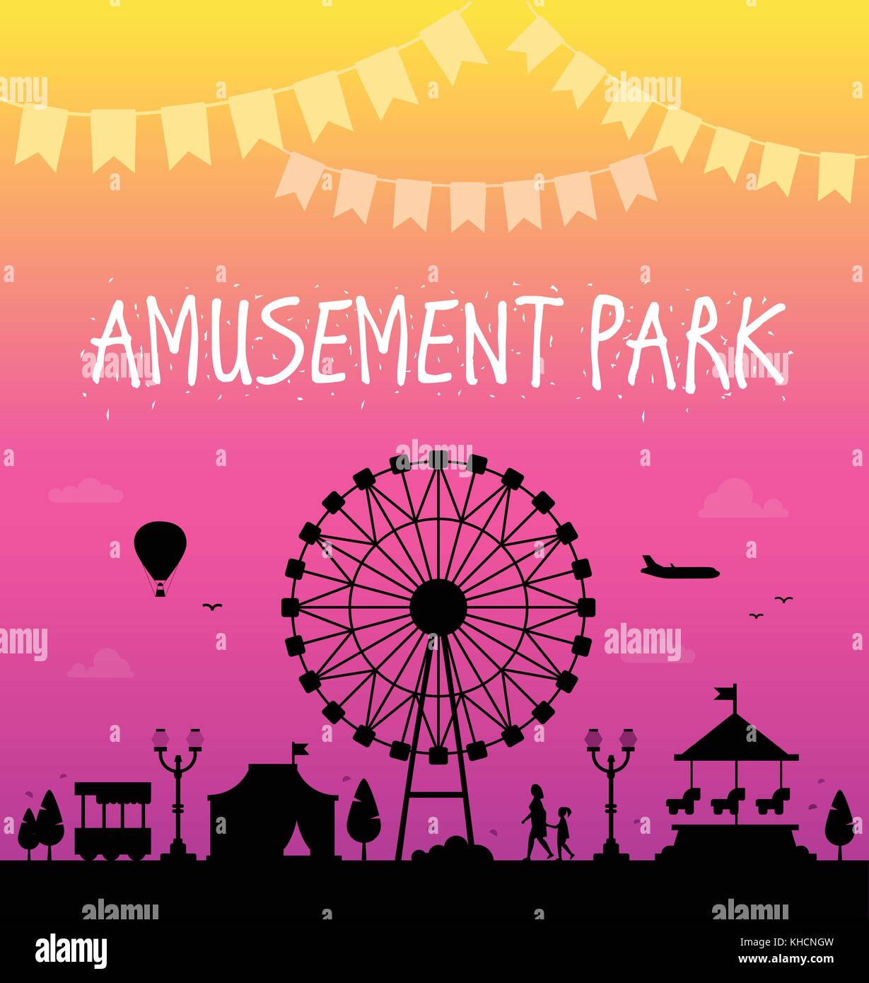 Amusement park - modern vector illustration Stock Vector Image & Art ...