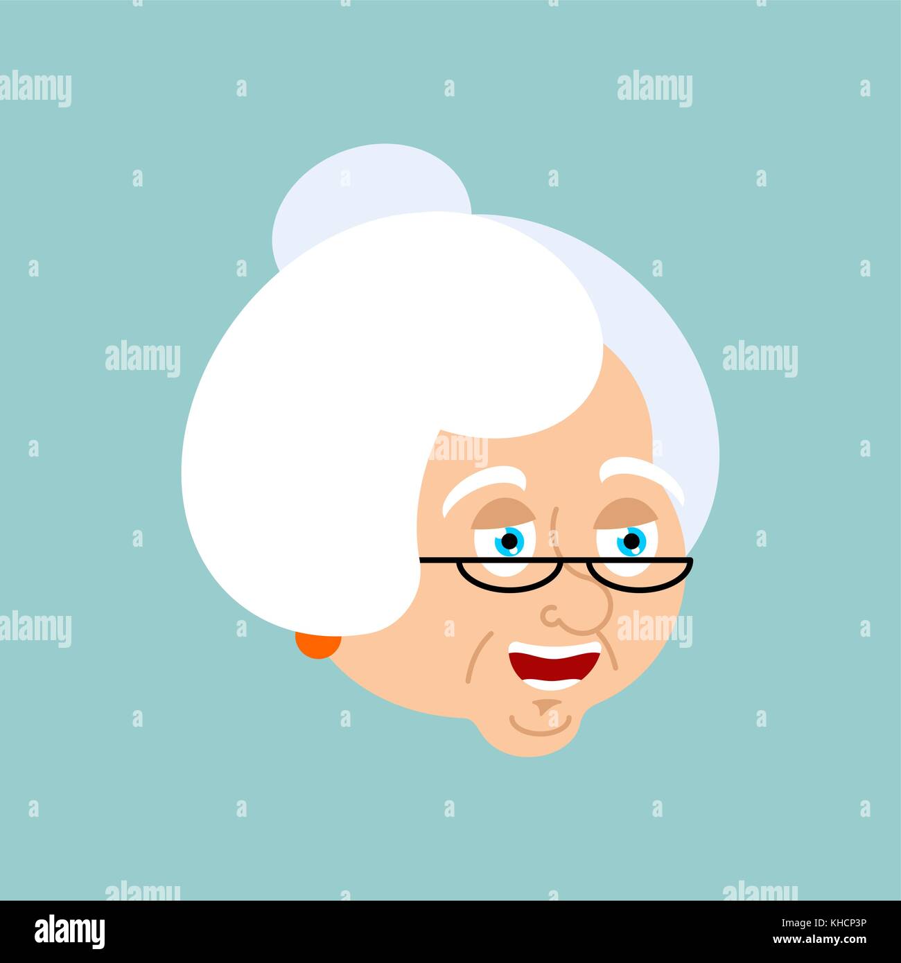 Grandmother happy emotion avatar. Face Grandma merry emoji. Old lady Vector illustration Stock