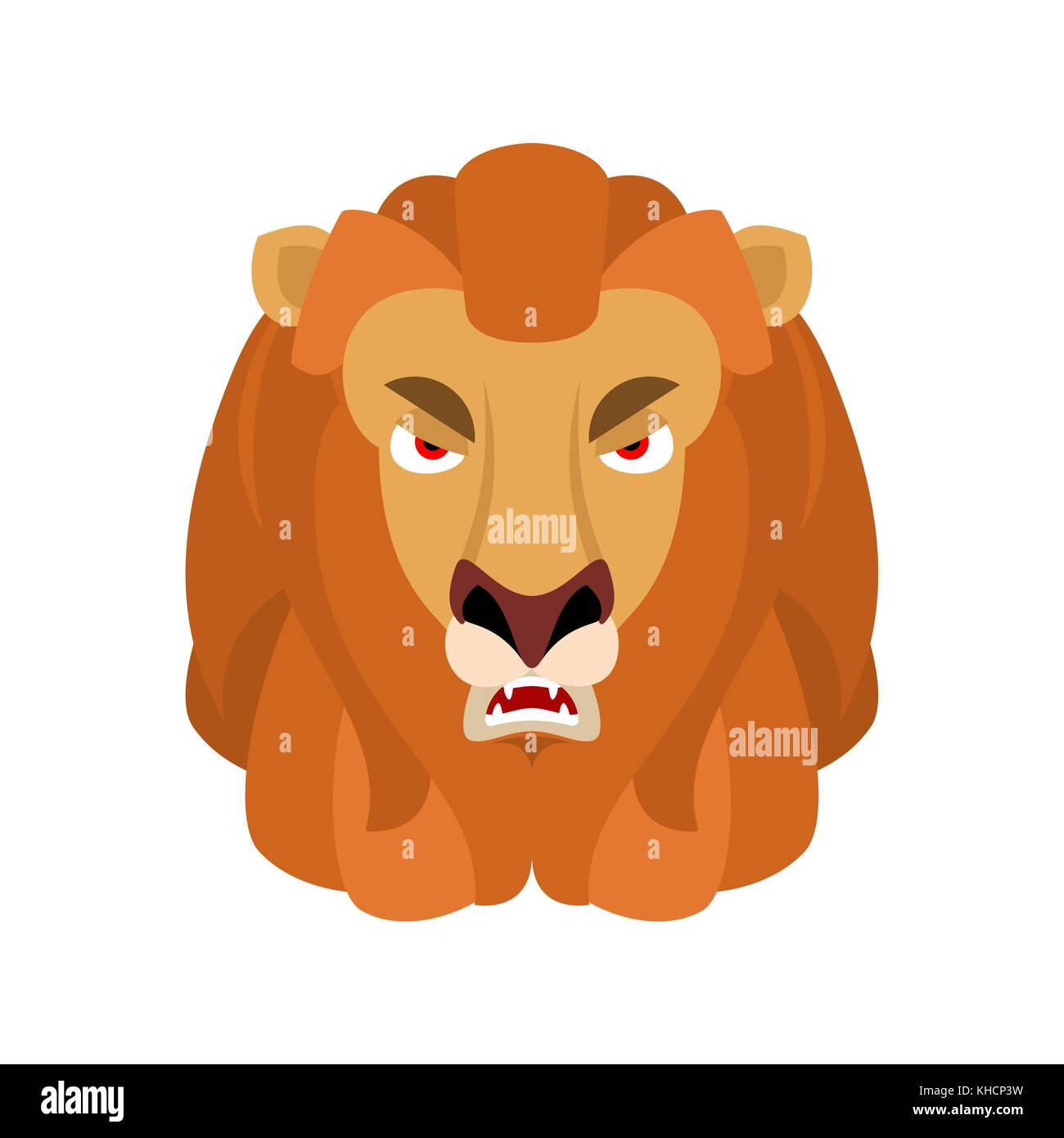 Lion angry emoji. Wild animal evil emotions. Beast aggressive. Vector illustration Stock Vector