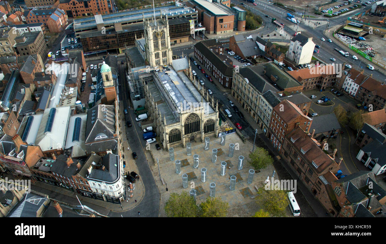 Trinity square, Market place. Trinity Church, Hull Minster,  tourist attraction, Kingston Upon Hull Stock Photo
