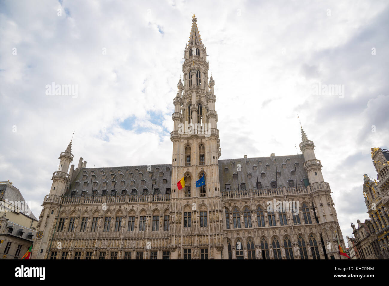 The Town Hall of Brussels in the Grand Place. Stock Photo