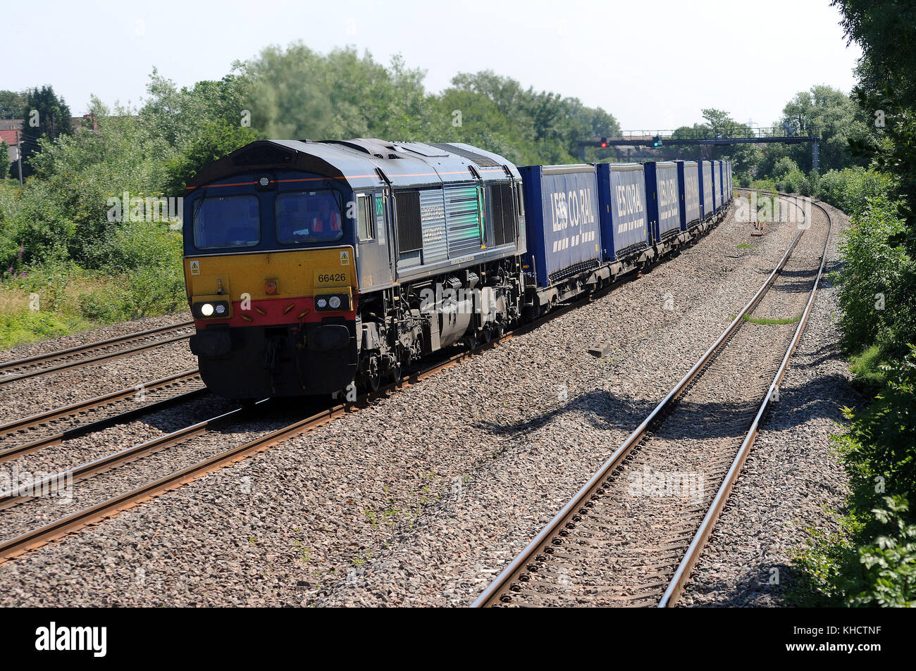 66426 heads a Daventry Wentloog "Tesco Express" at Magor Stock Photo Alamy