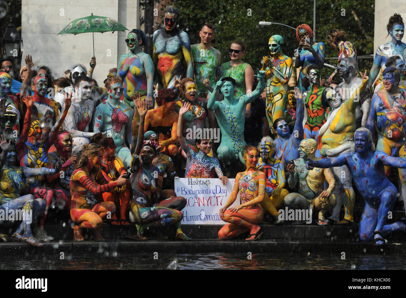 NEW YORK NY JULY 22 Bodypainting Day NYC At Washington Square