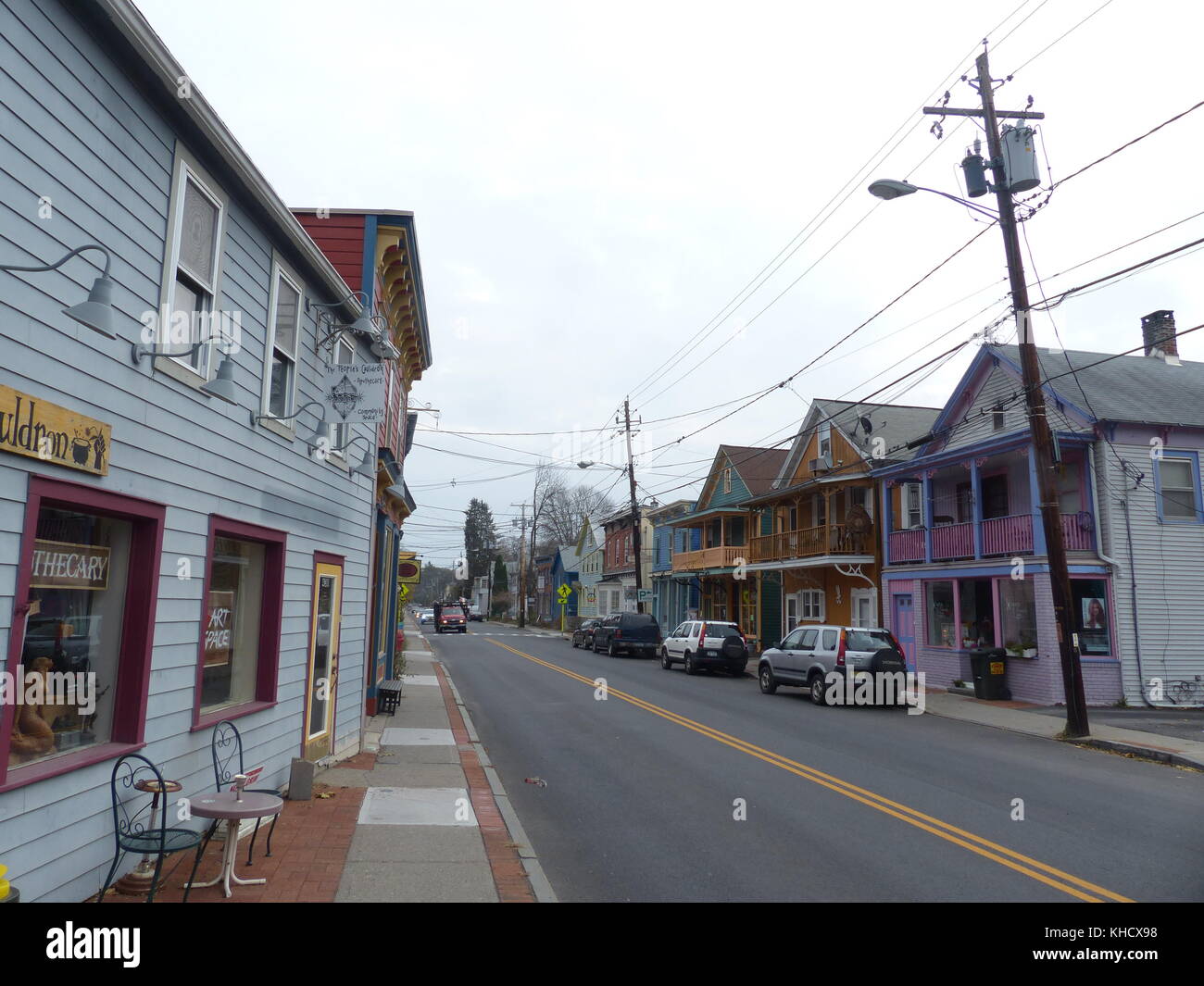 Wooden houses with clapboard siding in Rosedale, NY. Originally this