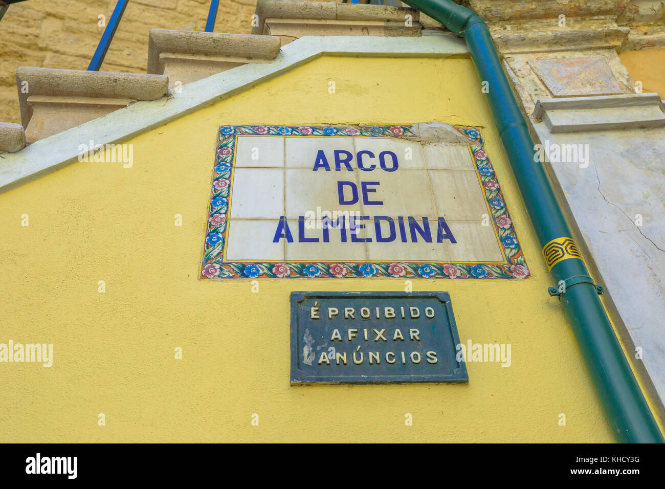 Arch of Almedina sign Stock Photo