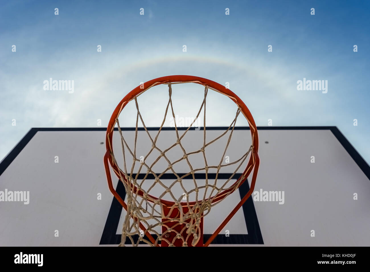 outdoor basketball hoop above view Stock Photo