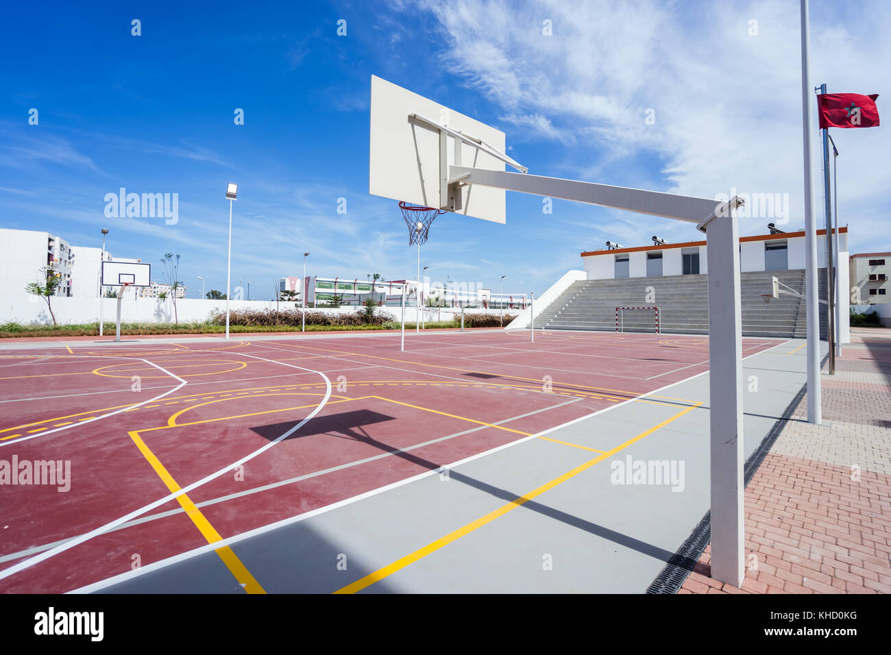 outdoor Basket ball court in a school, Multisport, Morocco Stock Photo