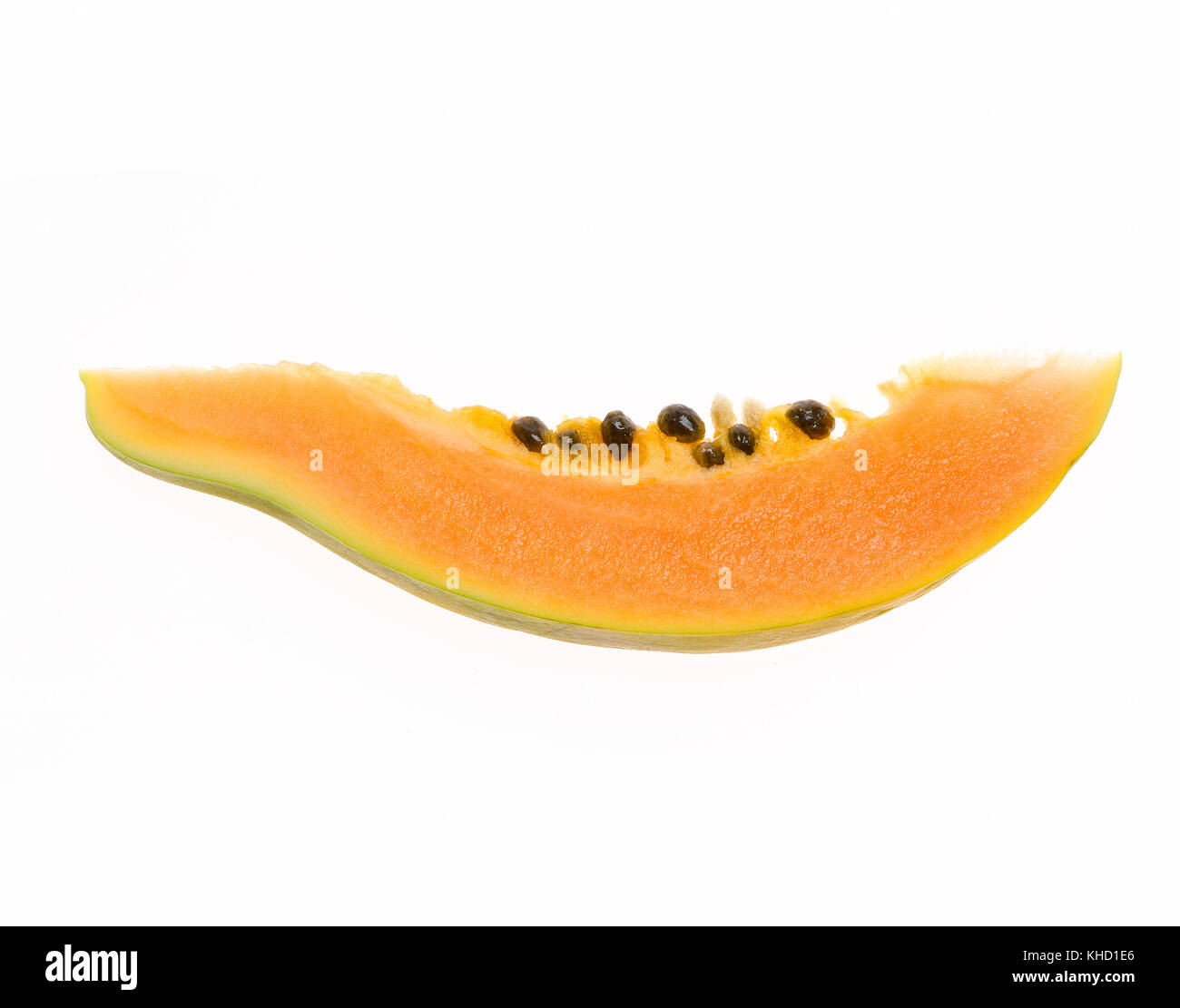 papaya slice with seeds Stock Photo