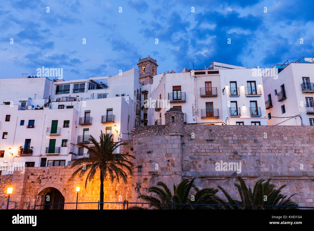 Architecture of Peniscola Old Town. Peniscola, Valencian Community, Spain. Stock Photo