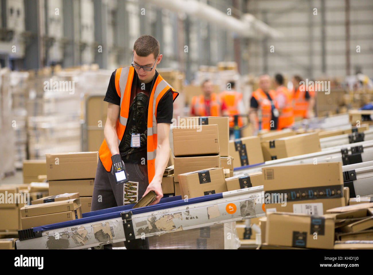 Staff At The Amazon Fulfilment Centre In Peterborough,cambridgeshire,on 