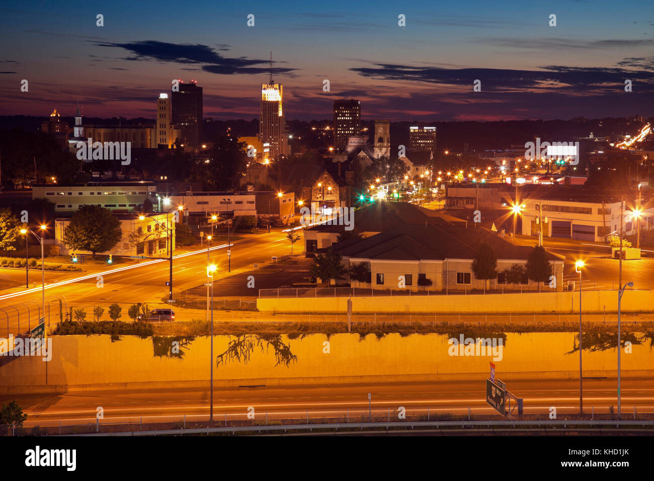 Sunset in downtown Akron. Akron, Ohio, USA Stock Photo Alamy
