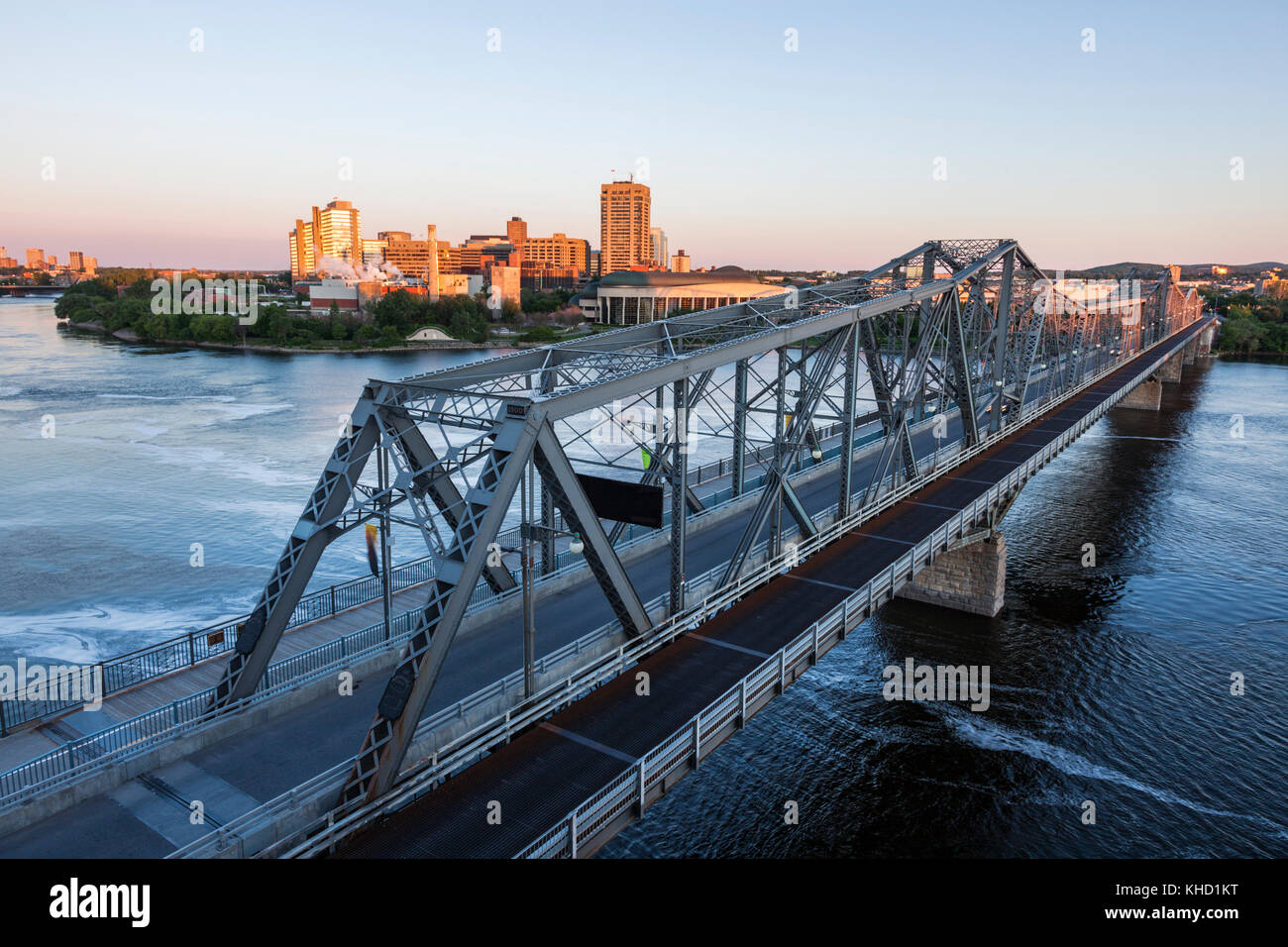 Alexandra Bridge and Gatineau panorama. Gatineau, Quebec, Canada Stock