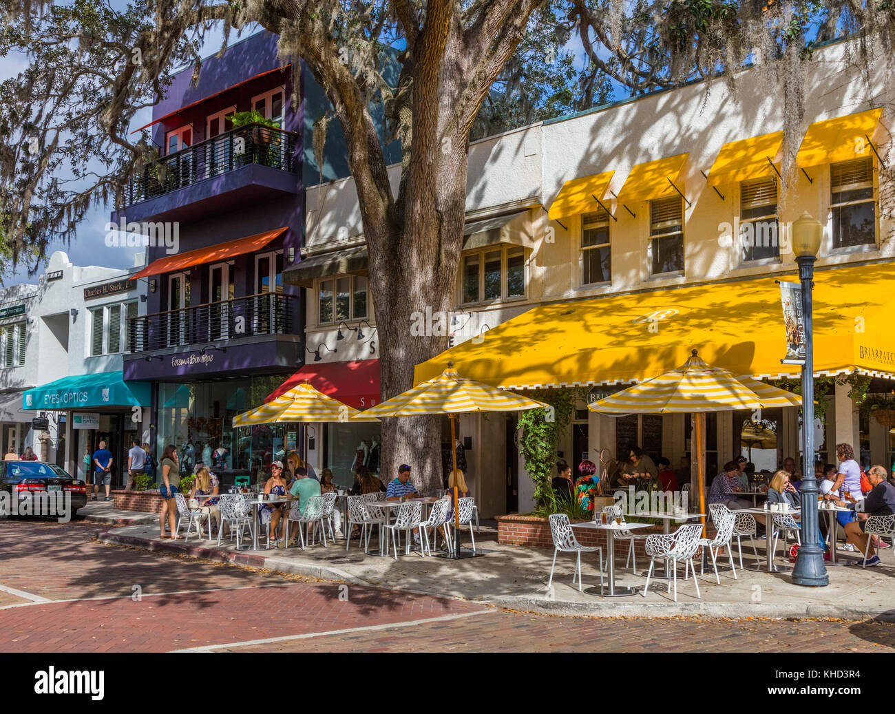 Outdoor cafe on Park Avenue in Winter Park Florida United States Stock