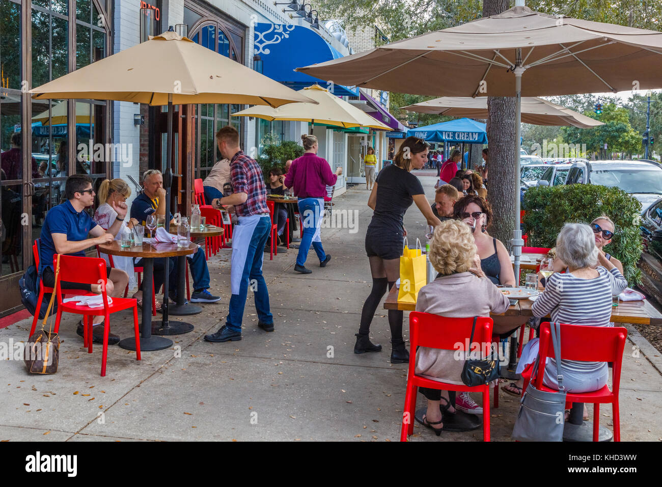 Outdoor cafe on Park Avenue in Winter Park Florida United States Stock Photo