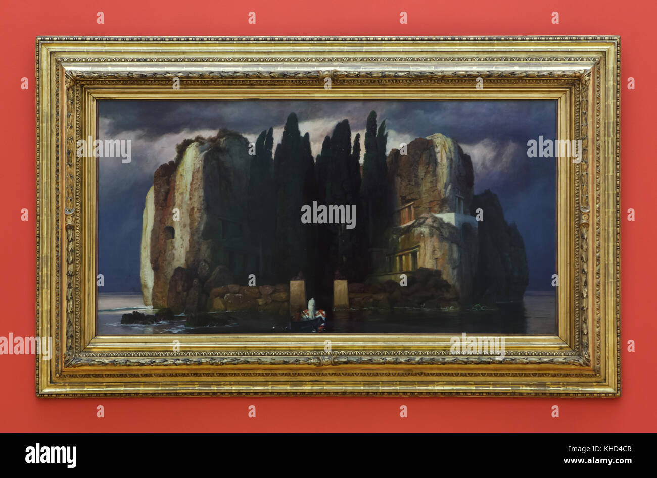 Painting 'Island of the Dead' (1886) by Swiss symbolist painter Arnold Böcklin on display in the Museum der bildenden Künste (Museum of Fine Arts) in Leipzig, Saxony, Germany. Stock Photo