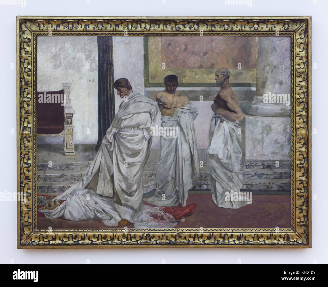 Painting 'The Death of Caesar' (1879-1919) by German symbolist painter Max Klinger on display in the Museum der bildenden Künste (Museum of Fine Arts) in Leipzig, Saxony, Germany. Stock Photo