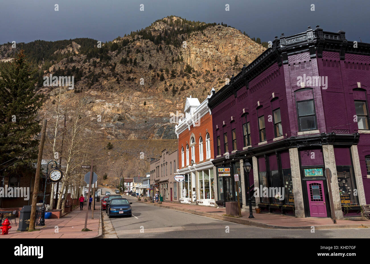 GEORGETOWN, COLORADO, UNITED STATES - OCTOBER 28,2017:Oldest streets the historic Town and business district  of Georgetown, Colorado in United States Stock Photo