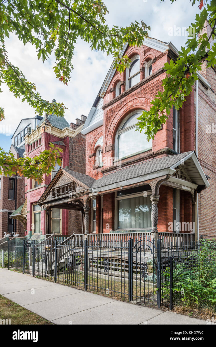 Vintage two-flat apartment building in the West Side neighborhood. Stock Photo