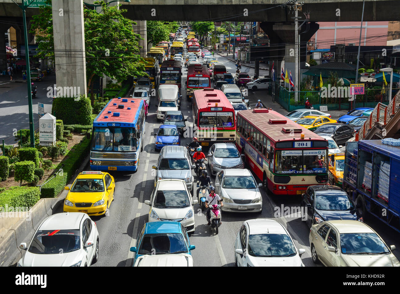 Bangkok, Thailand Jun 15, 2016. Vehicles run on street at downtown in