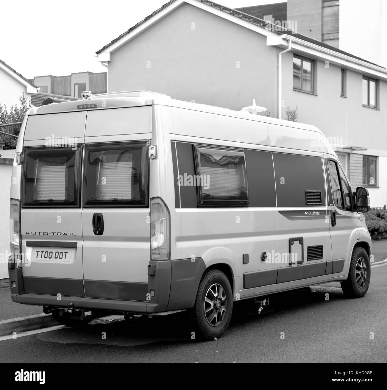 November 2017 - Camper van parked in a residential street, as the owner has no off street parking avilable in a suburbam environment. Stock Photo