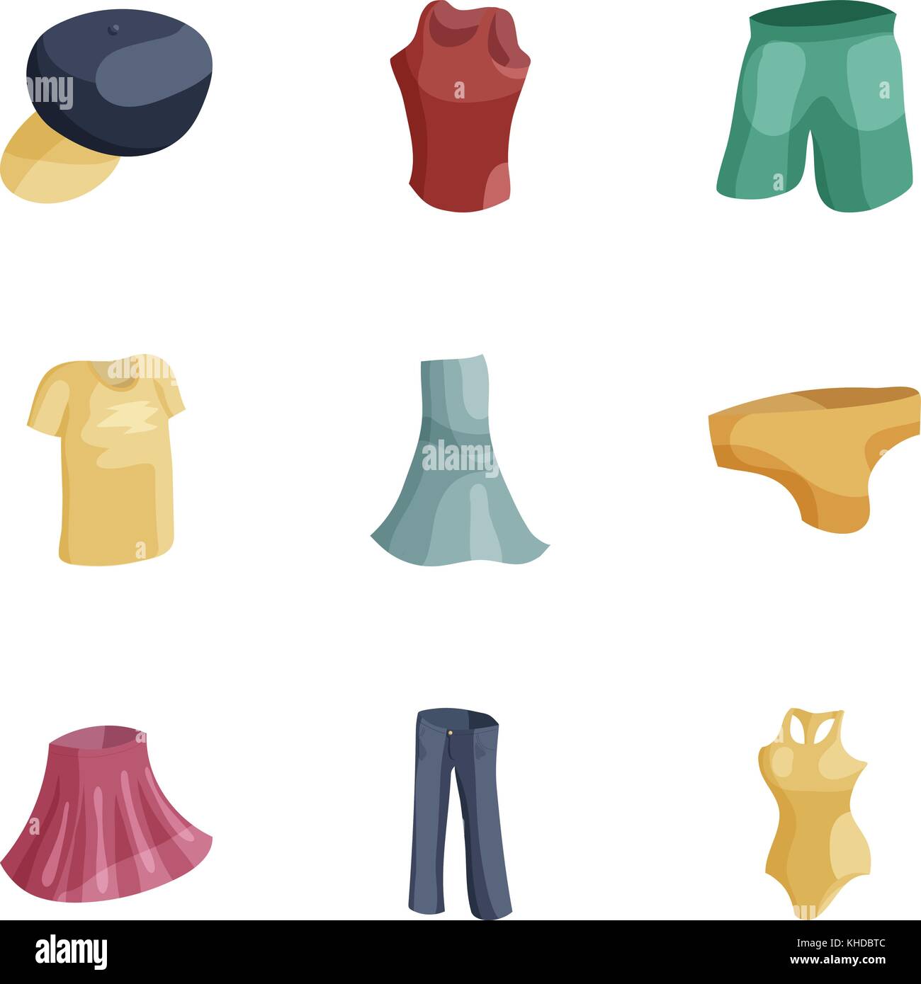 Modern female clothes icons set, cartoon style Stock Vector Image & Art ...