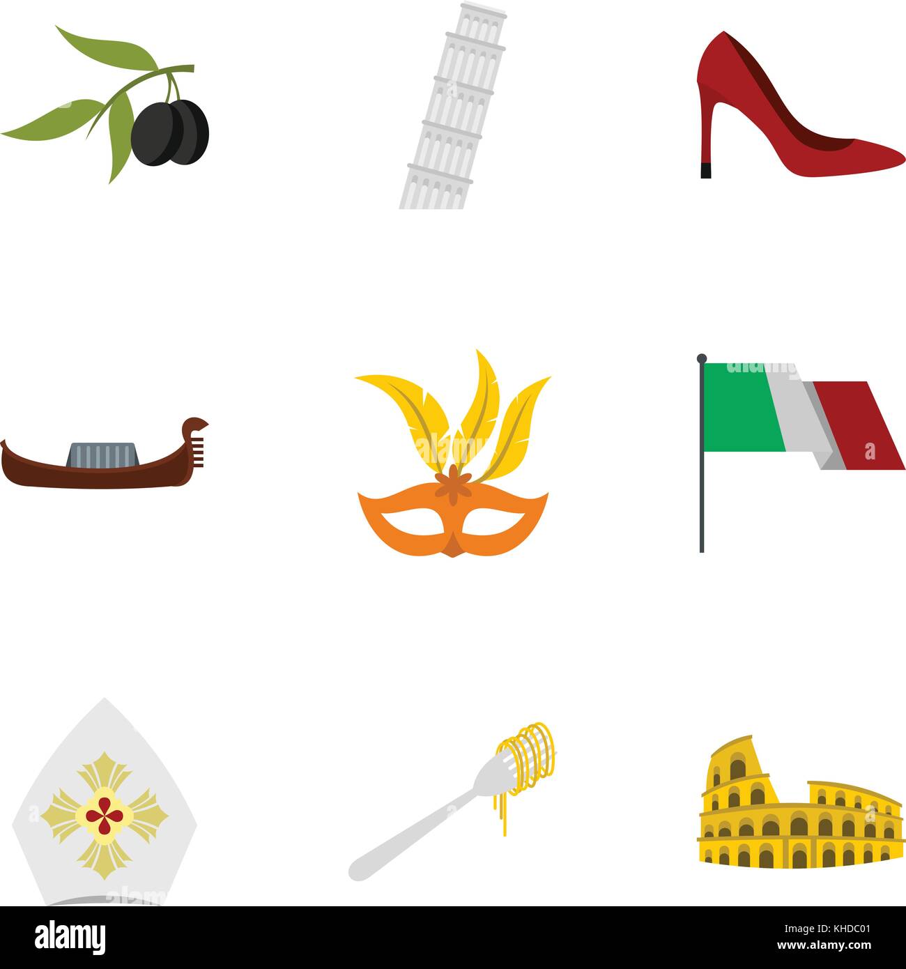 Italy icons set, flat style Stock Vector Image & Art - Alamy