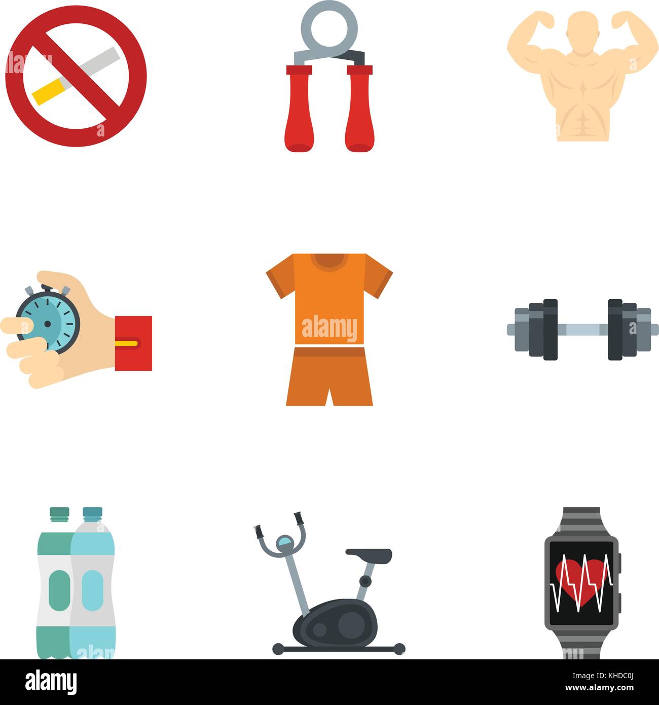 Fitness icons set, flat style Stock Vector Image & Art - Alamy