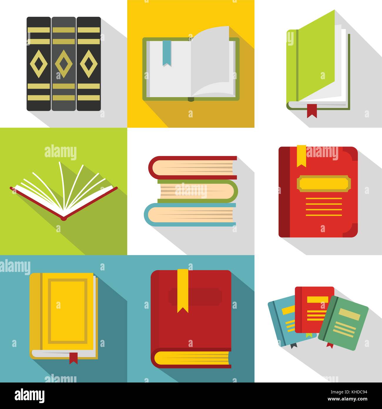 Textbooks icons set, flat style Stock Vector Image & Art - Alamy
