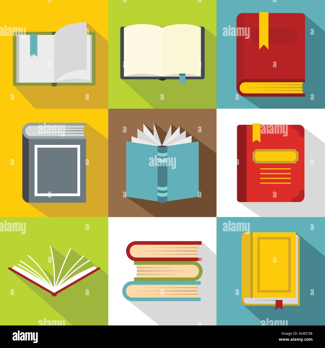 Library icons set, flat style Stock Vector Image & Art - Alamy