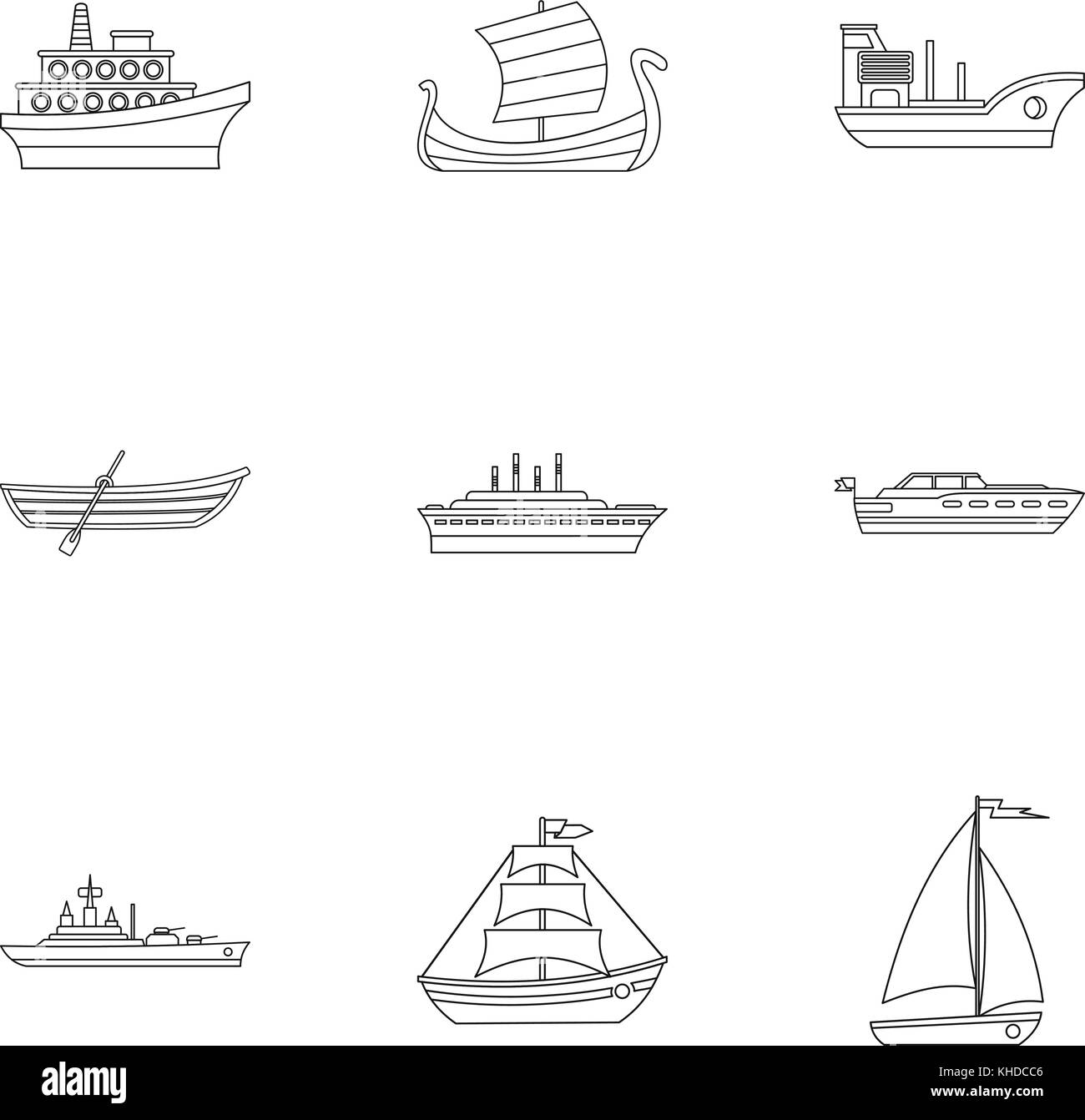 Yacht icons set, outline style Stock Vector Image & Art - Alamy