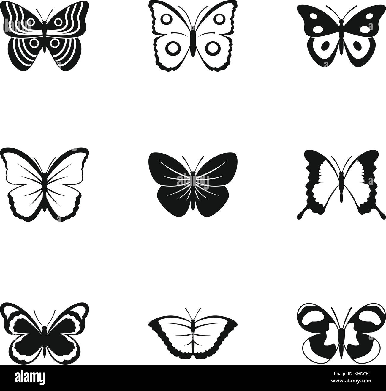 Types of butterflies icons set, simple style Stock Vector Image & Art ...