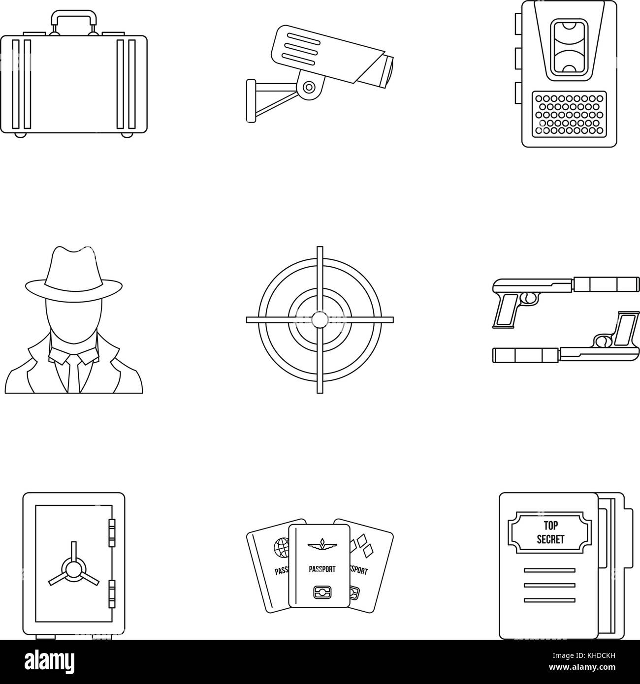 Scout icons set, outline style Stock Vector Image & Art - Alamy