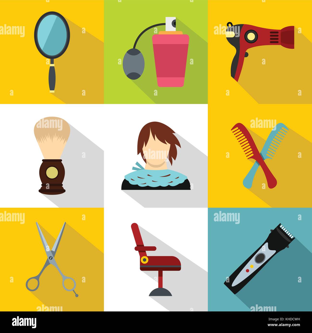 Barber icons set, flat style Stock Vector Image & Art - Alamy