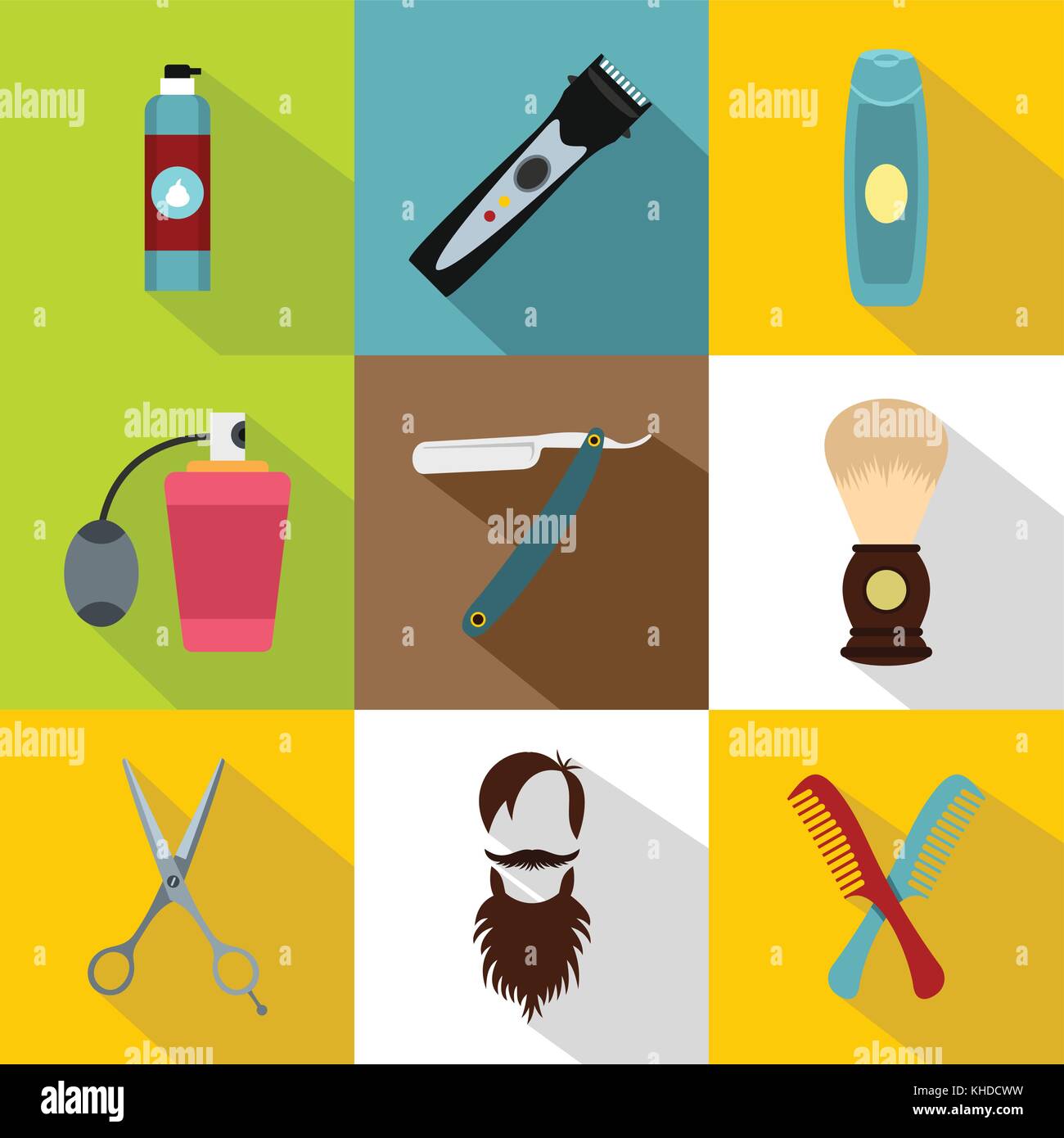 Barbershop icons set, flat style Stock Vector Image & Art - Alamy