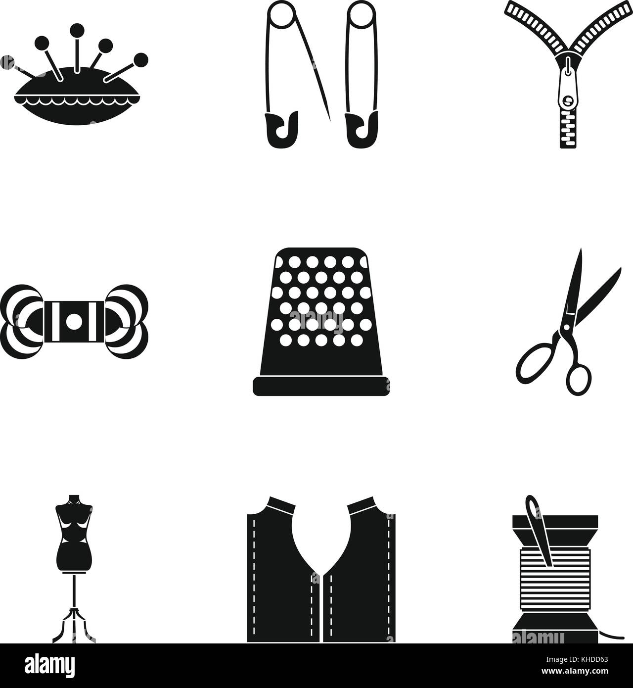 Embroidery kit icons set, simple style Stock Vector Image & Art - Alamy