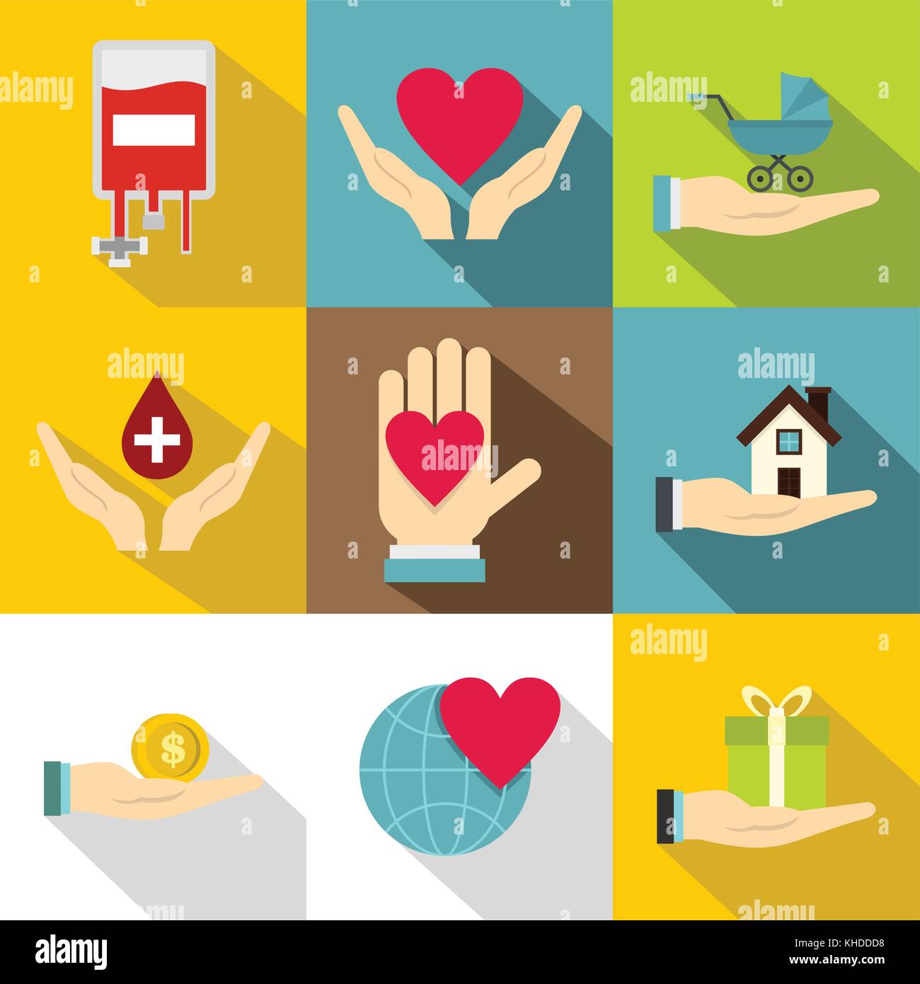 Donation icons set, flat style Stock Vector Image & Art - Alamy